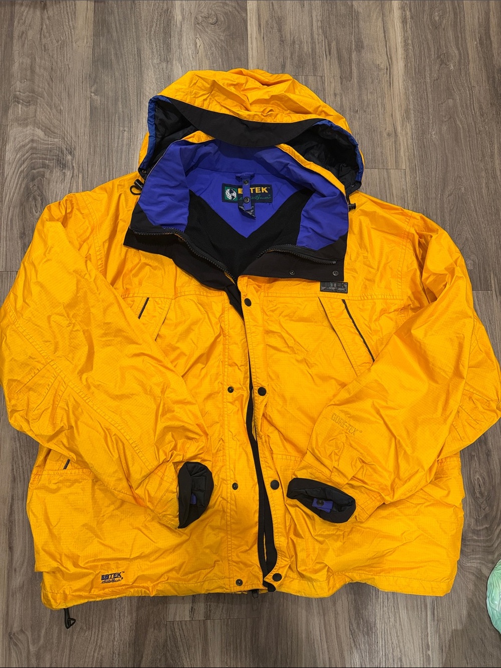 🏔️ Vintage 90s Eddie Bauer EBTEK Gore-Tex Jacket Yellow Purple XXL